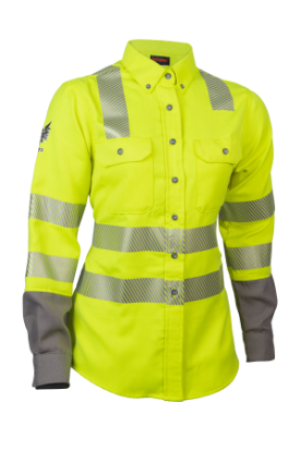 NSA Women's DRIFIRE FR Hi-Vis Lightweight Work Shirt Class 3 - Fluorescent Yellow