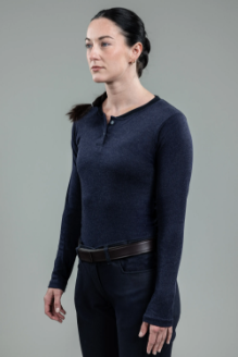 NSA Womens Drifire Tecgen FR Long Sleeve Henley - Navy FR,fire,flame,resistant,retardant,women,womens,girl,girls,lady,ladies,shirt,solid,crew,neck,t-shirt,tee,long,sleeve,dark,navy,blue,midnight