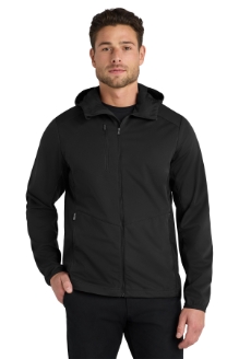 Port Authority Mens Active Hooded Soft Shell Jacket - Black men,mens,boy,boys,jacket,coat,hoodie,sweatshirt,sweater,zipper,zip,zip-up,dark,black,gray