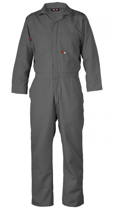 Saf-Tech Mens 4.5 oz Nomex IIIA Contractor Coverall - Grey fr,flame,fire,resistant,retardant,boy,boys,men,mens,bib,blues,coverall,overalls,overall,coveralls,bibs,grey,gray,silver,iron,metal,charcoal
