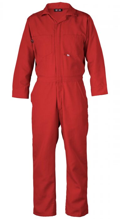 Saf-Tech Mens 4.5 oz Nomex IIIA Contractor Coverall - Red fr,flame,fire,resistant,retardant,boy,boys,men,mens,bib,blues,coverall,overalls,overall,coveralls,bibs,red,crimson,blood,scarlet