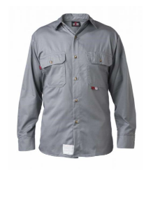 Saf-Tech Mens 4.5 oz Nomex IIIA Work Shirt - Gray FR,flame,fire,resistant,retardant,women,womens,girl,girls,lady,ladies,shirt,top,solid,uniform,collar,collared,neck,uniform,loose,fit,lightweight,long,sleeve,light,blue,teal