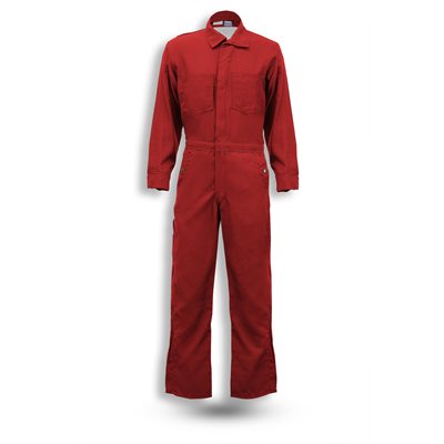 Topps Mens 4.5 oz. Nomex Coverall - Red FR,flame,fire,resistant,men,mens,boy,boys,blues,coverall,coveralls,overalls,overall,work,onesie,bright,red,crimson,scarlet,ert,health,safety