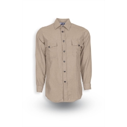 Topps Mens Nomex Long Sleeve Snap-Front Shirt - Tan fr,flame,fire,resistant,retardant,men,mens,boy,boys,long,sleeve,collar,solid,shirt,work,uniform,button,dress,tan,khaki,light,brown,beige