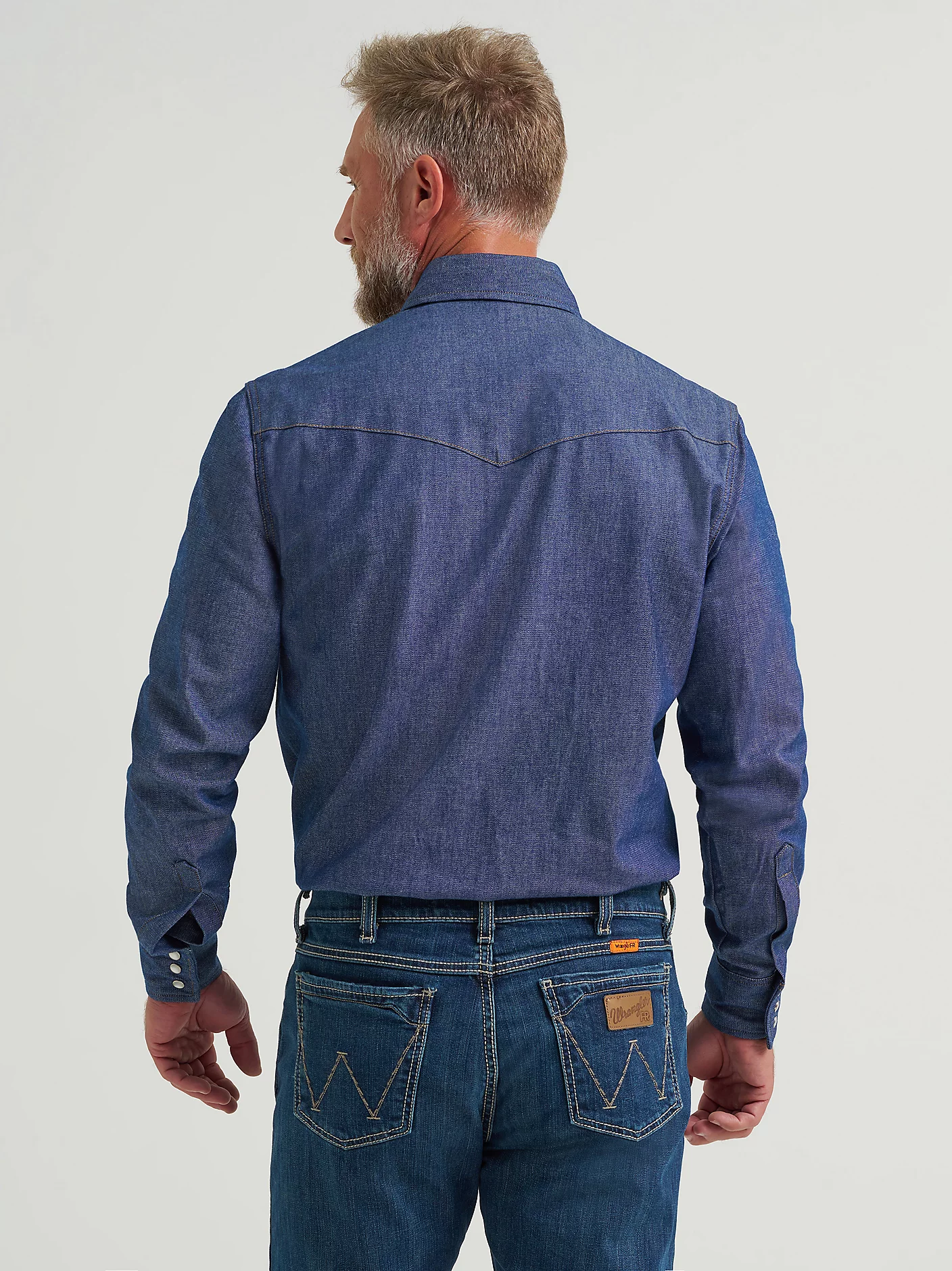 Wrangler Men's FR Flame-Resistant Long Sleeve Denim Work Shirt - Indigo - FR12127-