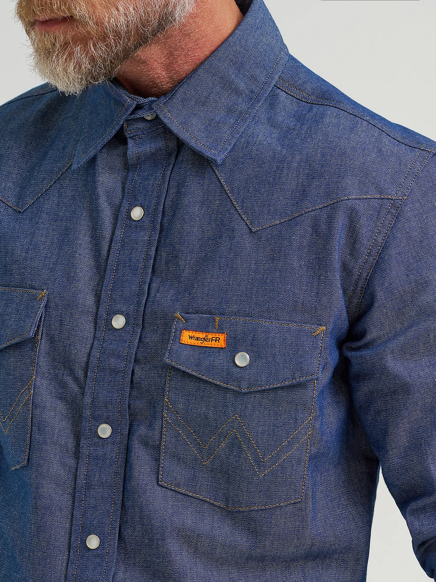 Wrangler Men's FR Flame-Resistant Long Sleeve Denim Work Shirt - Indigo - FR12127-