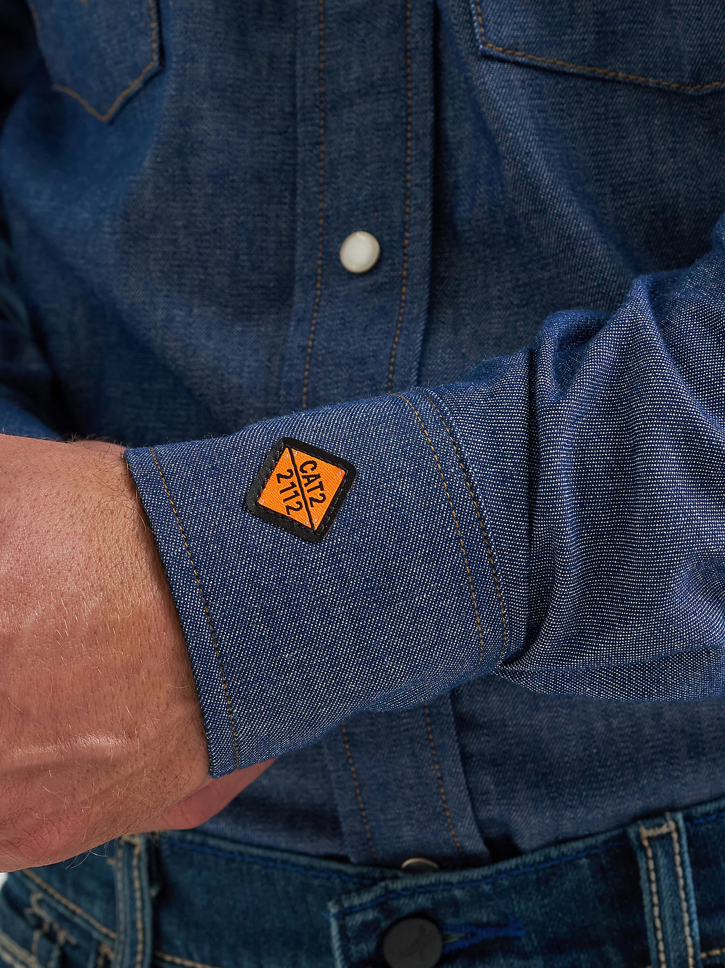 Wrangler Men's FR Flame-Resistant Long Sleeve Denim Work Shirt - Indigo - FR12127-