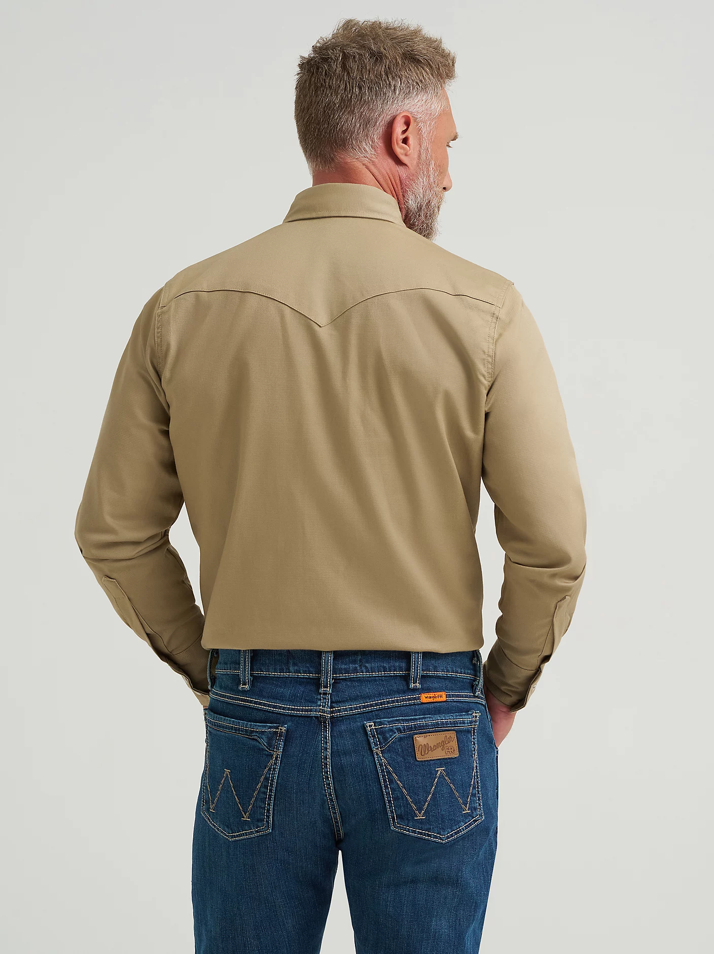 Wrangler Men's FR Flame-Resistant Long Sleeve Twill Solid Shirt - Khaki - FR12140-