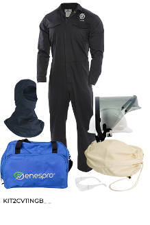 NSA Mens ArcGuard Arc Flash Kit with Ultrasoft 12 cal Coverall - Navy fr,flame,fire,resistant,retardant,men,mens,boy,boys,coverall,overall,onesie,work,blues,navy,blue,midnight,indigo,dark,kit,facemask,balaclava