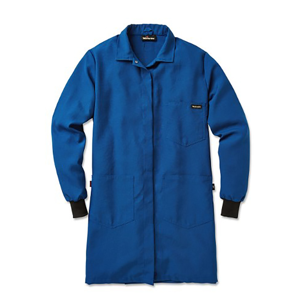 Bulwark Women's 4.5 oz FR Lab Coat with Knit Cuffs - Royal Blue - KNC3RB-